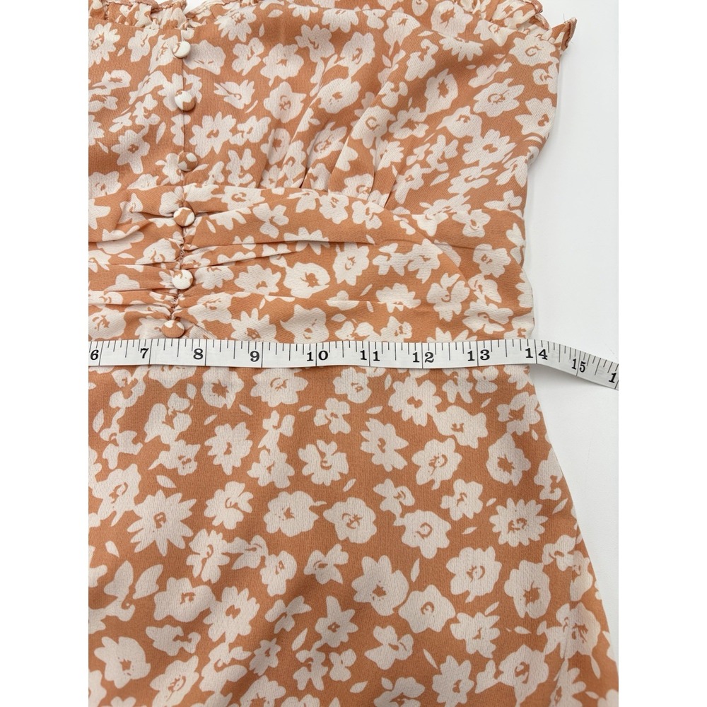 Lulus Crista Floral Maxi Dress S Rust Orange Button Front Cottagecore - Picture 9 of 10